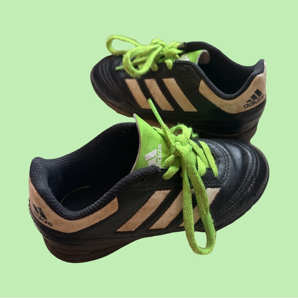 Youth 11 Adidas Cleats with green laces